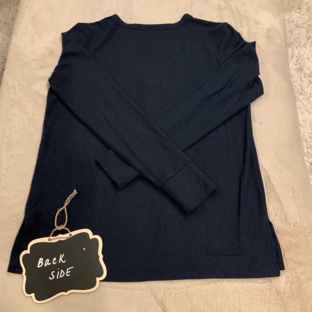 Banana Republic Blue M Henley Alpine Monochrome Minimalist Cottagecore Classic - Picture 6 of 6